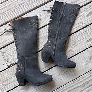 Circle G lace up back boots moto biker 7.5 gray by Corral cowboy western